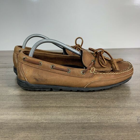 VTG Ralph Lauren Mens Polo Sport Brown Leather Loafers Boat Shoes Size 9 D main image 6